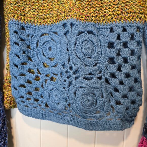 Parallel Peruvian Alpaca Wool Bold Crochet Bell Sleeve Sweater Unique and Rare - Picture 3 of 16